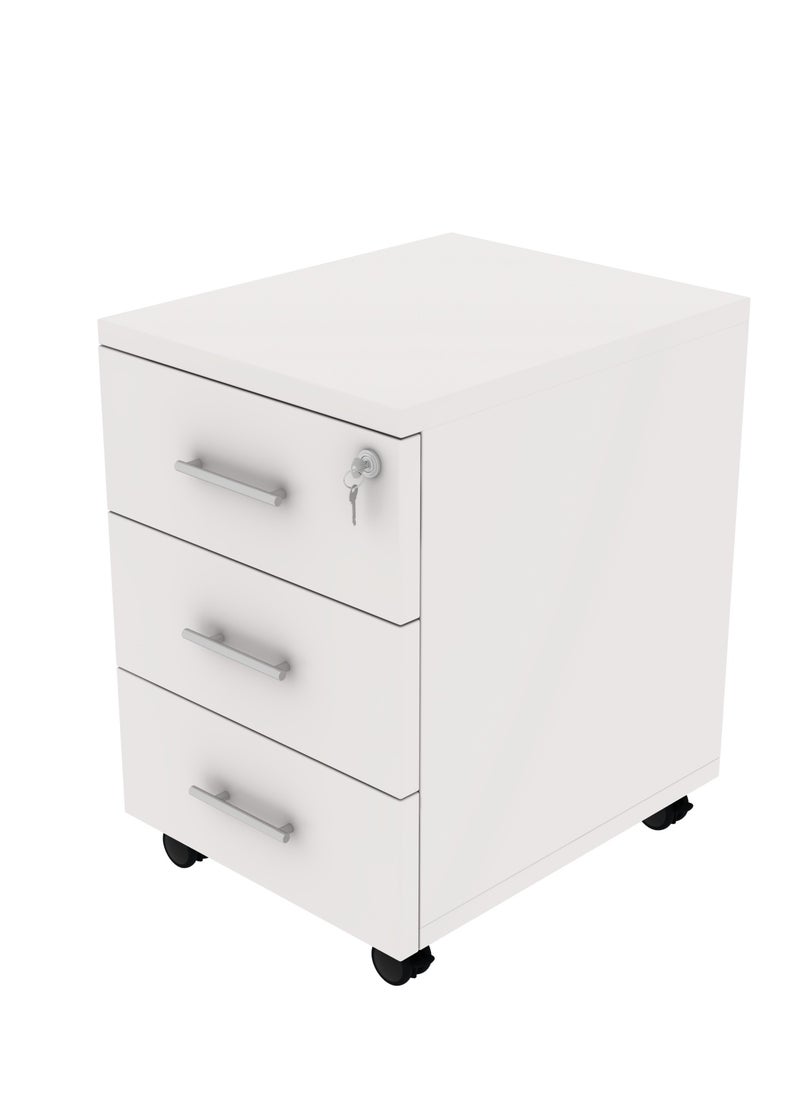 RIGID - Three Drawer Mobile Pedestal Storage Unit Beige 56x40x50cm - Image 1