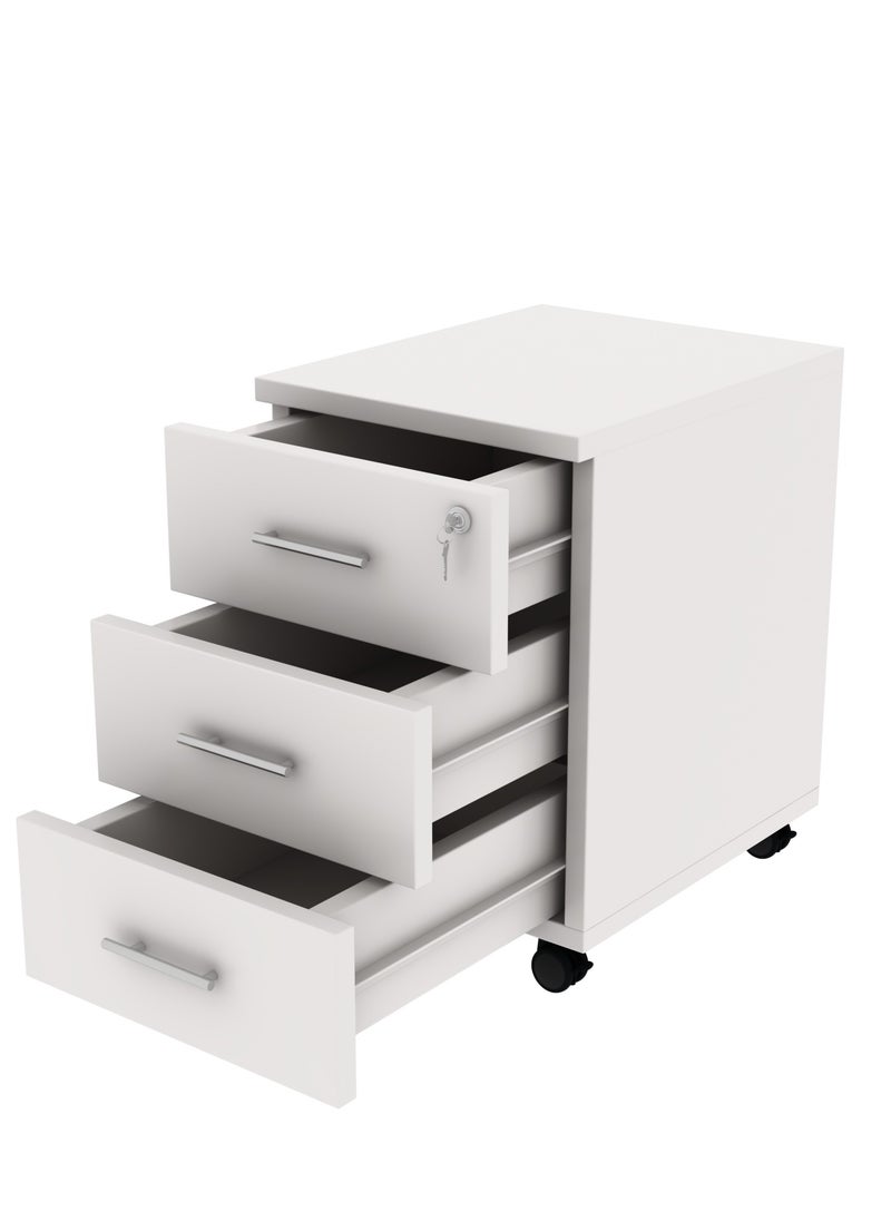 RIGID - Three Drawer Mobile Pedestal Storage Unit Beige 56x40x50cm - Image 1