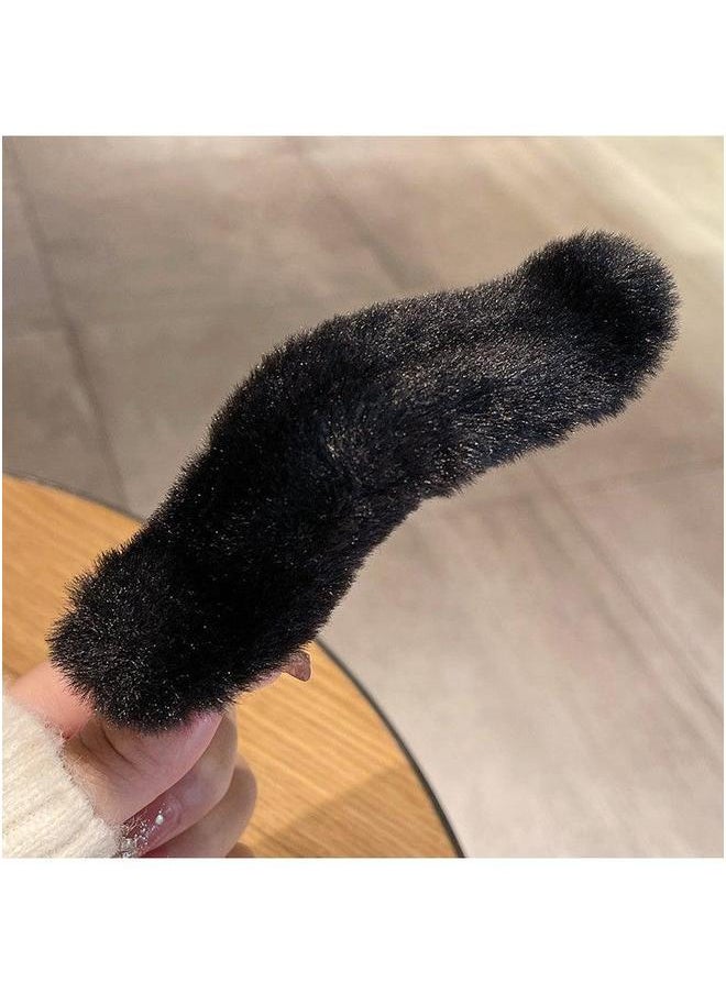 NIBEMINENT Plush Banana Hair Clip French Duckbill Womens Accessory Black 