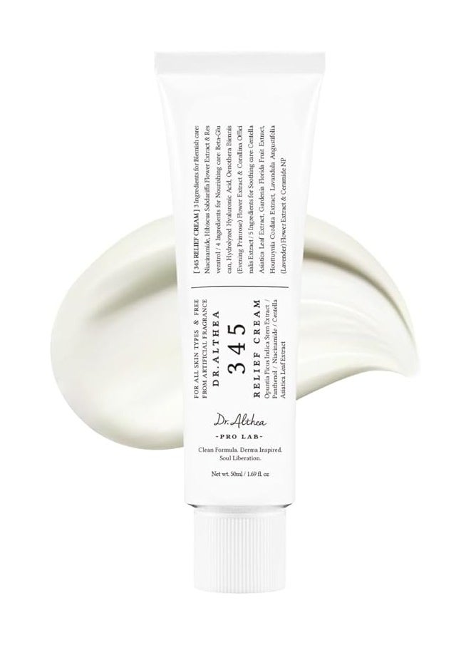 Dr.althea Dr.Althea 345 Relief Cream Daily Face Moisturizer Blemish Relief Care Soothing Recovery & Moisture with Niacinamide, Panthenol Korean Vegan Skincare for All Skin Types 1.7 Fl Oz. 50ml  - Image 1