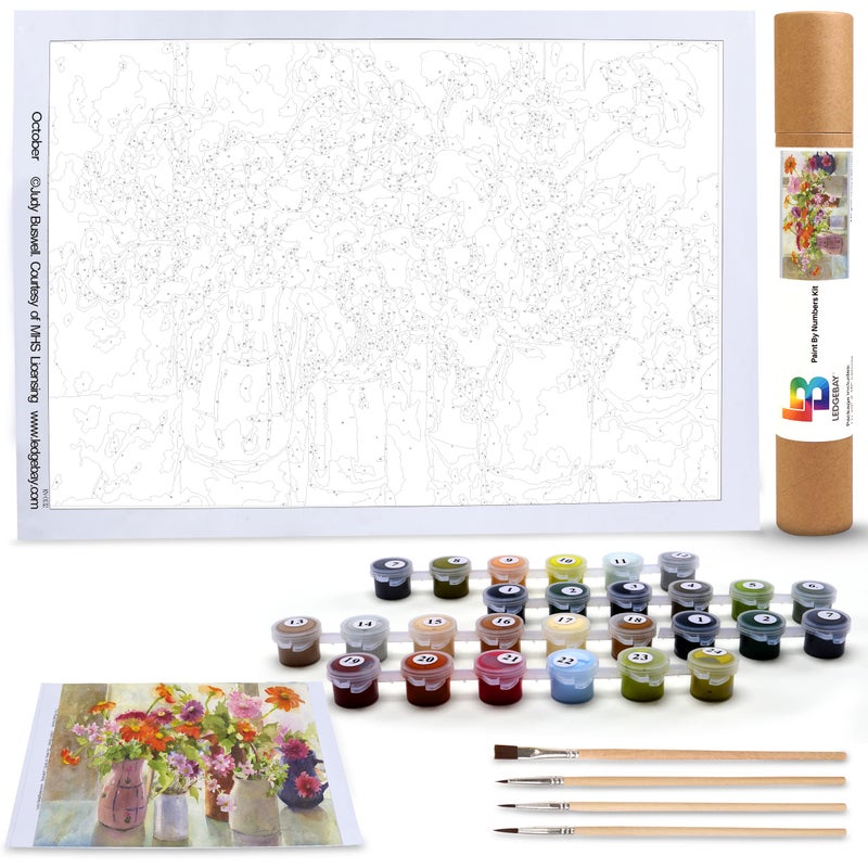 Ledgebay DIY Paint by Numbers Kit for Adults Unframed Canvas: Beginner to Advanced Paint by Numbers Kit - Kits Include Acrylic Paint Set 4 Brushes & Tabletop Easel - October 16" x 20" Unframed - Image 2