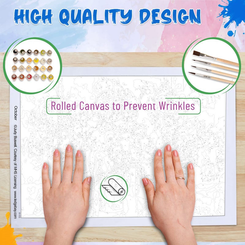 Ledgebay DIY Paint by Numbers Kit for Adults Unframed Canvas: Beginner to Advanced Paint by Numbers Kit - Kits Include Acrylic Paint Set 4 Brushes & Tabletop Easel - October 16" x 20" Unframed - Image 4