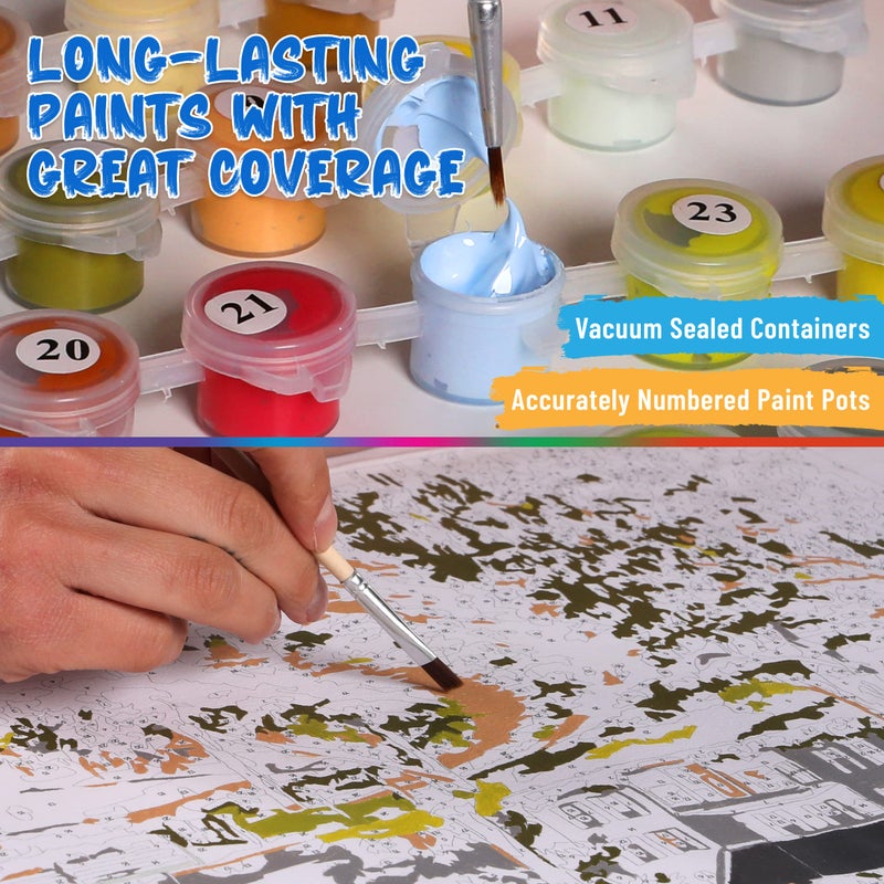 Ledgebay DIY Paint by Numbers Kit for Adults Unframed Canvas: Beginner to Advanced Paint by Numbers Kit - Kits Include Acrylic Paint Set 4 Brushes & Tabletop Easel - October 16" x 20" Unframed - Image 5