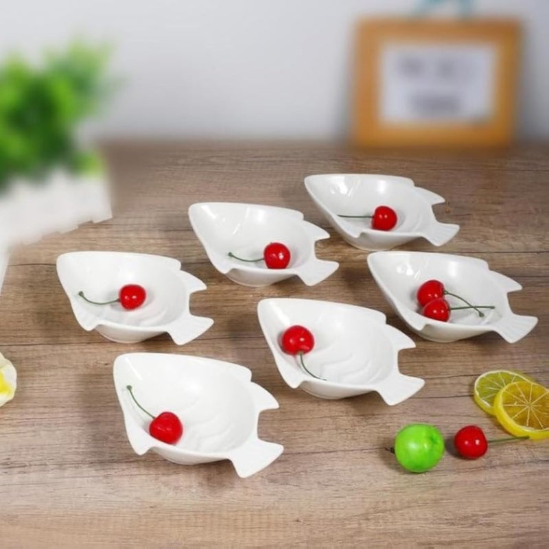 مجموعة أوعية زجاجية حرارية على شكل كب كيك وحلوى (أبيض، 6 قطع) (أحواض سمك)