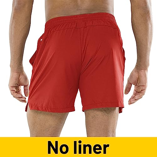 MIER Men's Workout Running Shorts Quick Dry Active 5 Inches Shorts with Pockets, Lightweight and Breathable, Red, S - Image 2