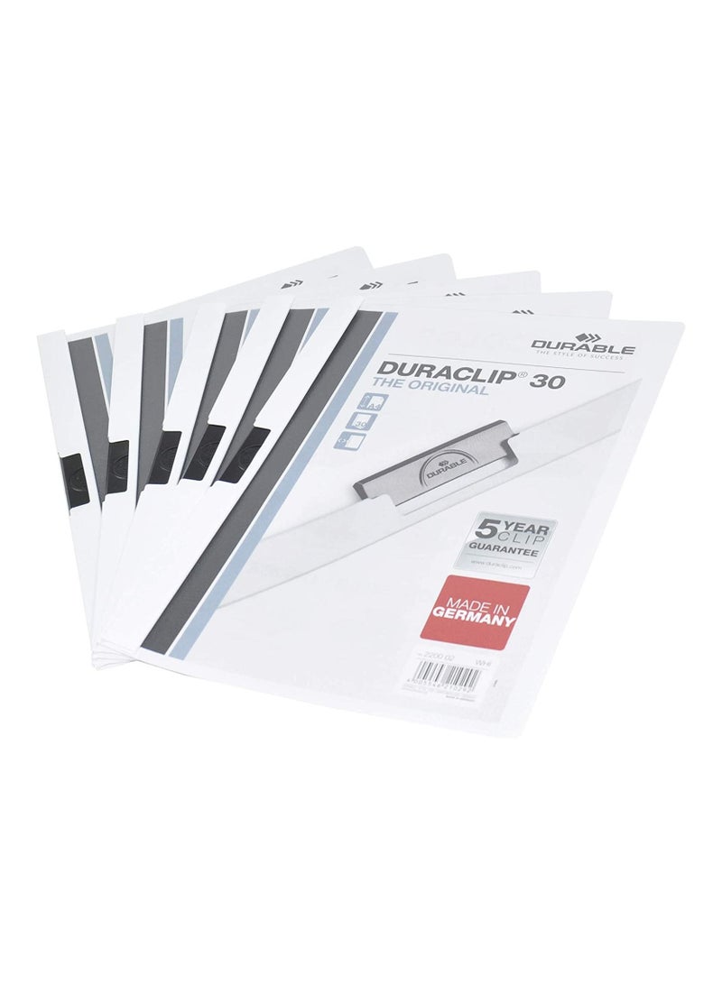 FIS 25-Piece Durable Plastic Duraclip File (A4 Size, White) - DUPG2200-02 - Image 1