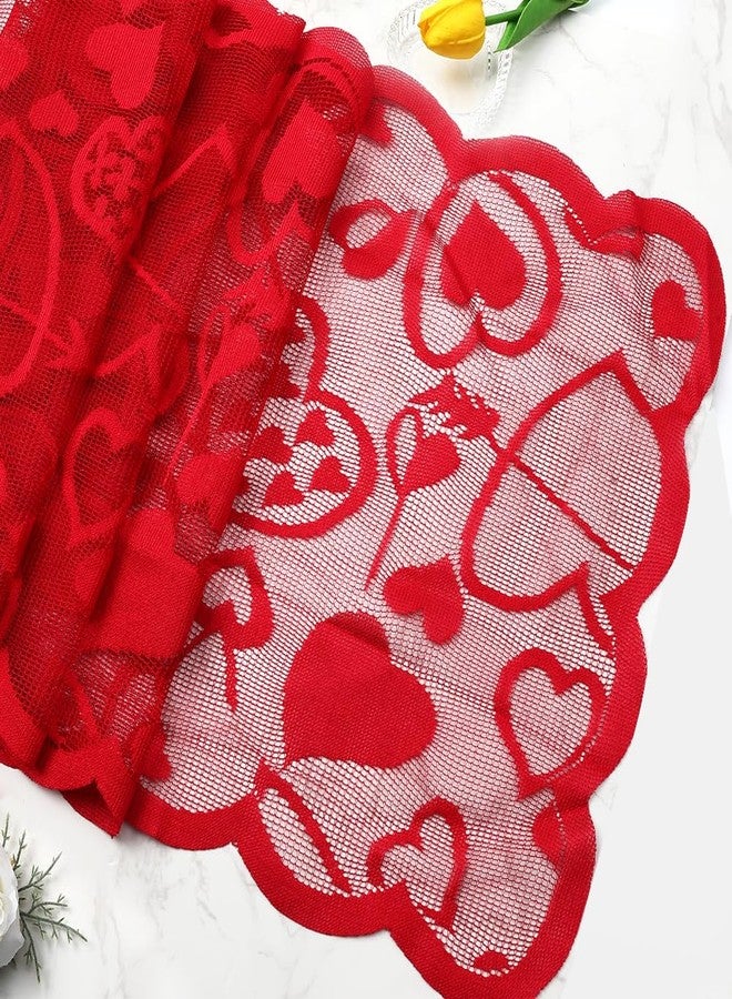 Luktastic Valentines Table Runner, 13 x 72 Inch Red Heart Lace Table Runner for Valentines Decorations Romantic Home Kitchen Dining Table Decor Outdoor Indoor Wedding Holiday Anniversary Party Decorations - Image 4