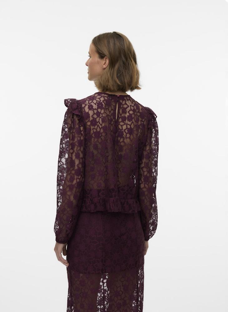 فيرو مودا بلوزة بأكمام طويلة وتفاصيل دانتيل من فيمميتا - Image 2