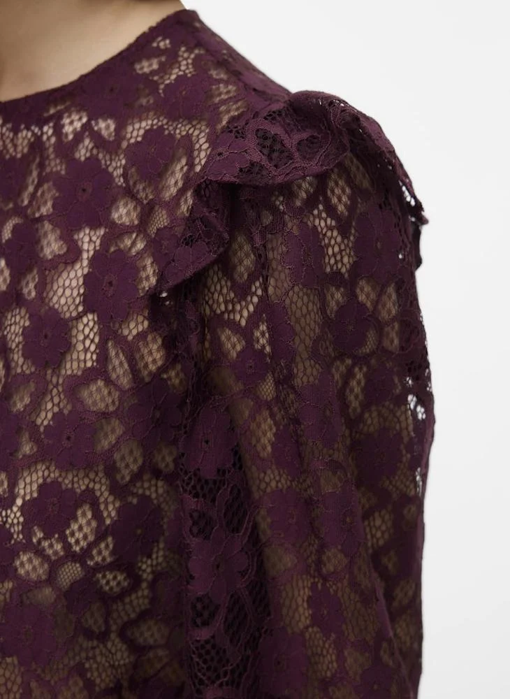 VERO MODA Vmmeta Lace Detail Long Sleeve Top
