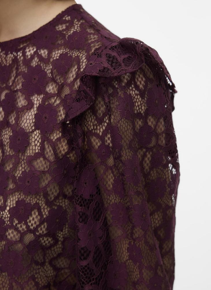 فيرو مودا بلوزة بأكمام طويلة وتفاصيل دانتيل من فيمميتا - Image 3