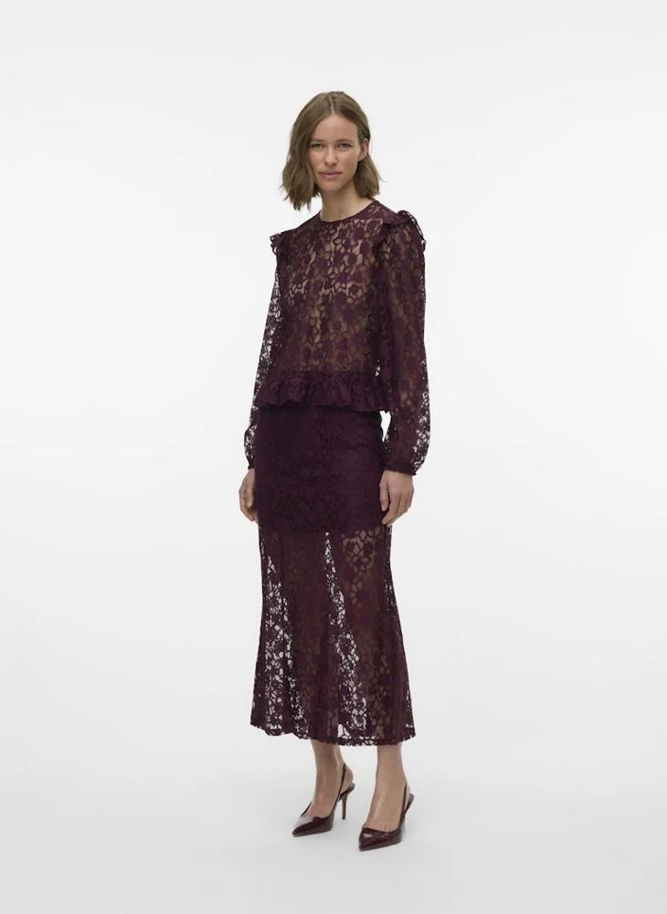 VERO MODA Vmmeta Lace Detail Long Sleeve Top