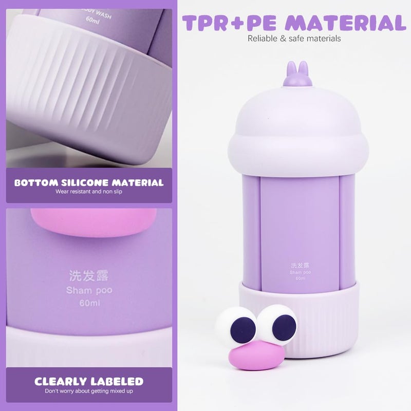 M'AYCREATE MAYCREATE® Travel Bottles Set, 4Pcs 60ml Silicone Travel Bottles Modular Toiletries Containers Leaking Proof Flip-up Lids Design for Shampoo, Shower Gel, Body Lotion, Face Cream, Moisturizer - Image 4