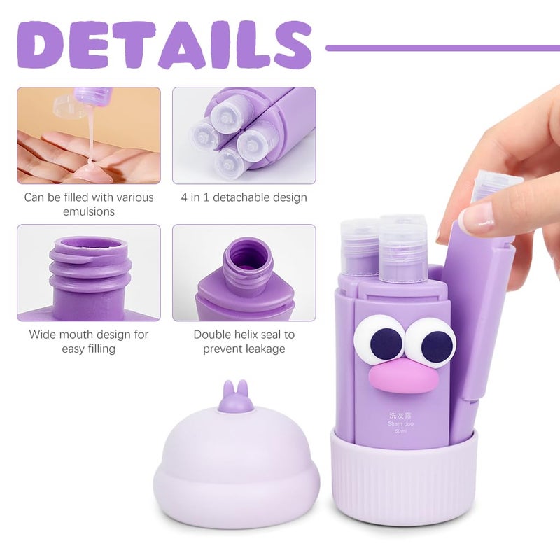 M'AYCREATE MAYCREATE® Travel Bottles Set, 4Pcs 60ml Silicone Travel Bottles Modular Toiletries Containers Leaking Proof Flip-up Lids Design for Shampoo, Shower Gel, Body Lotion, Face Cream, Moisturizer - Image 5