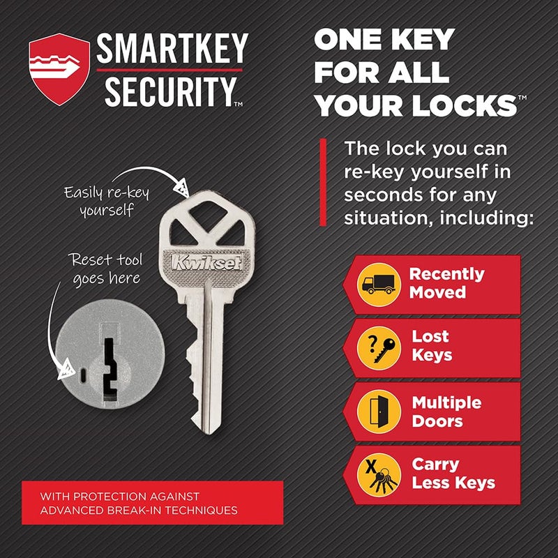 Kwikset Halifax Entry Door Handle with Lock and Key  Secure Keyed Reversible Lever Exterior  for Front Entrance and Bedrooms  Venetian Bronze  4 Pack  Pick Resistant SmartKey Rekey Security - Image 2