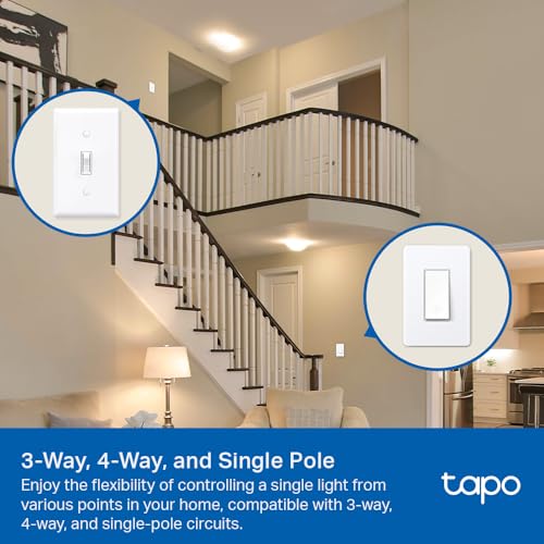 tapo TP-Link Tapo Smart Switch, Single-Pole/3-Way/4-Way, Matter Compatible, Energy Monitoring, Neutral Wire Required, Works with Alexa, Siri, Google Home, SmartThings, UL Certified, 2.4GHZ Wi-Fi, Tapo S515 - Image 3