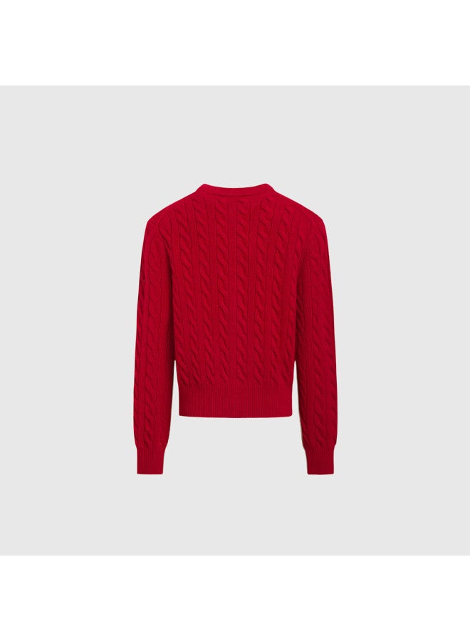 Hush Puppies New Year Edition Wool Cardigan Coat Autumn Winter Casual Cable Knit Women's Sweater - Image 5