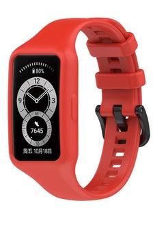 Generic Silicone Watch Strap for Huawei Band 7/Band 6 Pro/Band 6, 360 Degree Protective Device, Silicone Strap with Metal Buckle for Honor Band 6 (Red)  - Image 1