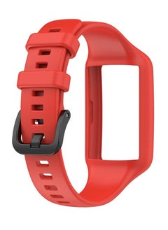 Generic Silicone Watch Strap for Huawei Band 7/Band 6 Pro/Band 6, 360 Degree Protective Device, Silicone Strap with Metal Buckle for Honor Band 6 (Red)  - Image 2