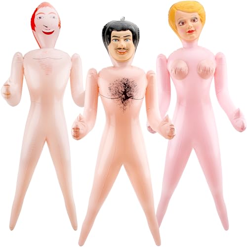 Drayear 3 Pack 59 Inch Funny Inflatable Doll Life Size Blow Up Tricky Doll for Halloween Gag Prank Props Tricky Game Bachelorette Hawaiian Beach Party 3 Styles - Image 1