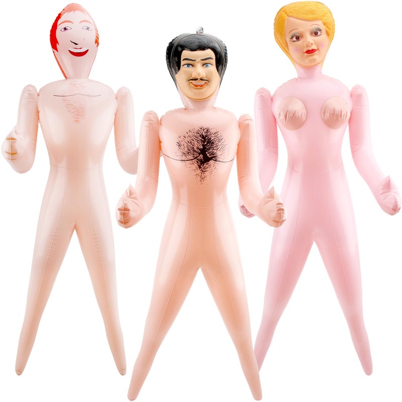 Drayear 3 Pack 59 Inch Funny Inflatable Doll Life Size Blow Up Tricky Doll for Halloween Gag Prank Props Tricky Game Bachelorette Hawaiian Beach Party 3 Styles - Image 3