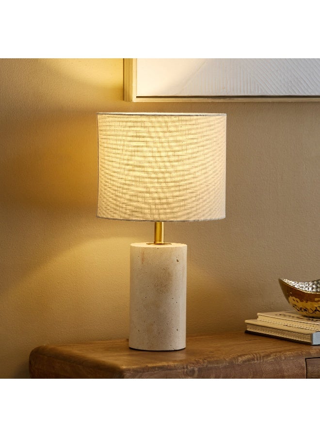 Home Box مصباح طاولة من الترافرتين مع ظل من الكتان للمنزل - Image 2