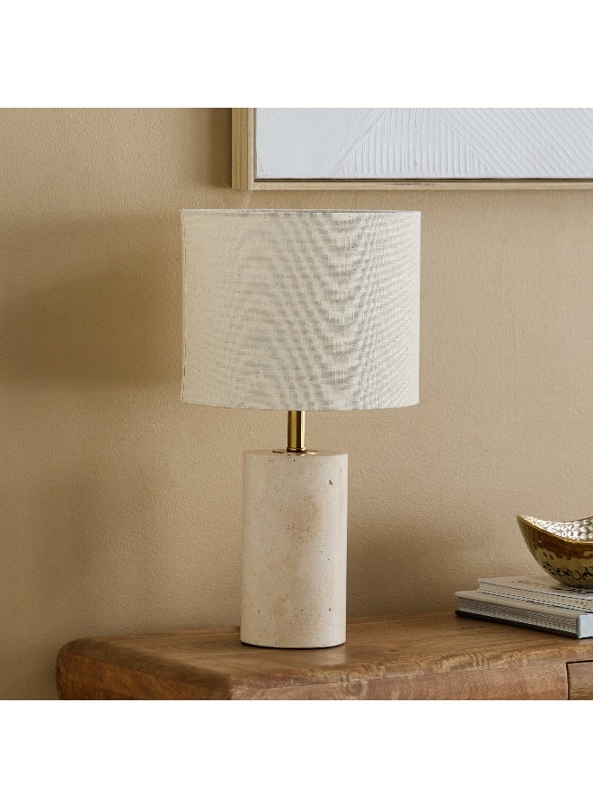 Home Box مصباح طاولة من الترافرتين مع ظل من الكتان للمنزل - Image 1