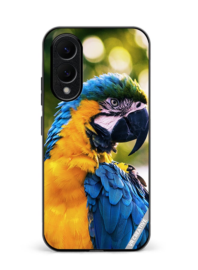 VR CREATIVE Protective Case Cover For Samsung Galaxy S25 Edge Yellow Blue Parrot Design Multicolour