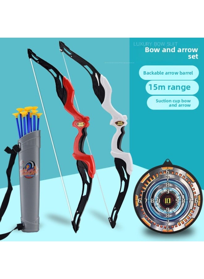 Children's Bow Toy Outdoor Sucker Archery Shooting Target Set Toy Boy Parent-child Sports Shooting Model Toy-Color:Black (Bow +10 Arrows + Arrow Target + Arrow Barrel)  - Image 3