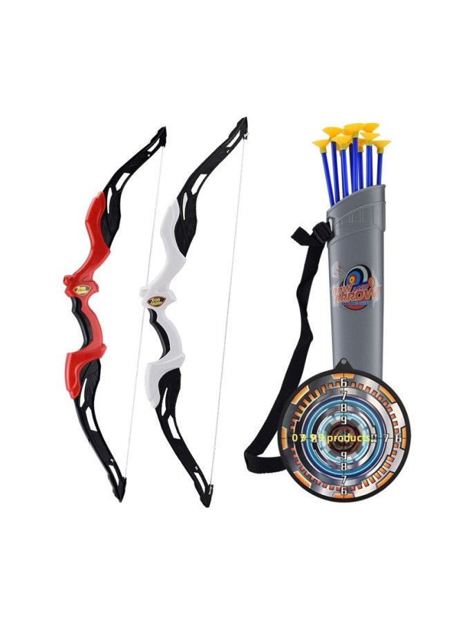 Children's Bow Toy Outdoor Sucker Archery Shooting Target Set Toy Boy Parent-child Sports Shooting Model Toy-Color:Black (Bow +10 Arrows + Arrow Target + Arrow Barrel)  - Image 2
