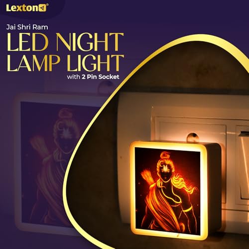 Lexton Jai Shri Ram Fancy LED Night Lamp Light with 2 Pin Socket for Spiritual Ambiance, 0.5 Watt, 230v (Warm White, Pack of 1) - Image 2