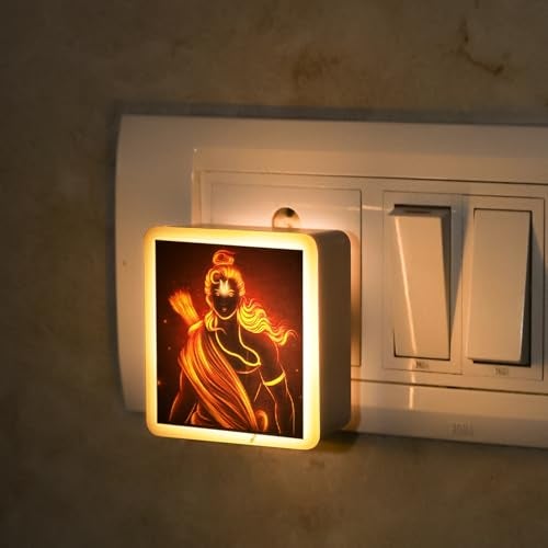Lexton Jai Shri Ram Fancy LED Night Lamp Light with 2 Pin Socket for Spiritual Ambiance, 0.5 Watt, 230v (Warm White, Pack of 1) - Image 1