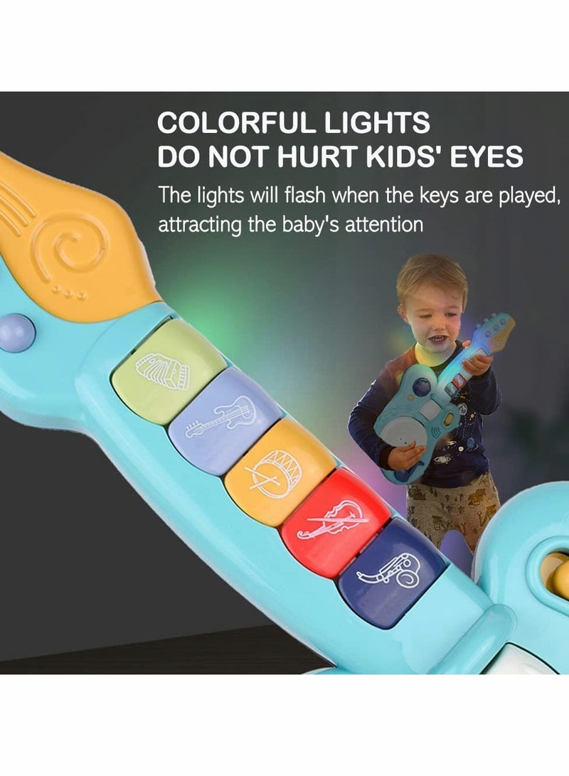 Excefore Electronic Musical Toy Handheld Guitar for Children Lights and Sounds Kids Guitar Toy with Plays Music Drum Piano Violin Trumpet Play Guitar Smart Music Enlightenment Multifunctional Guitar  - Image 5