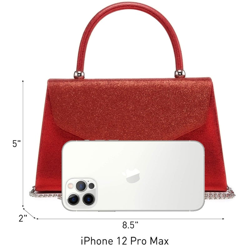 داسين حقيبة يد نسائية للسهرة من Dasein، حقائب يد للحفلات وحفلات الزفاف وحفلات الكوكتيل مع لمعان بلوري (أحمر) - Image 4