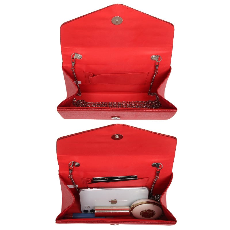 داسين حقيبة يد نسائية للسهرة من Dasein، حقائب يد للحفلات وحفلات الزفاف وحفلات الكوكتيل مع لمعان بلوري (أحمر) - Image 5