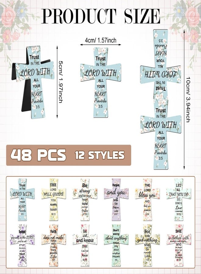 Booson 48 PCS Magnetic Cross Bookmarks Christian Cross Page Markers Flowers Bookmark with Religious Bible Verses Inspiration Sayings Gifts for Mother's Day Women Students Bible Study School Church - Image 2