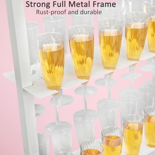 HUAGHEE Champagne Wall Holder for Party Holder Up to 80 Cups, 5 Layer Movable Champagne Flute Holder Display, Metal Champagne Wall Stand, Drink Wall for Wedding, Bar Decor - Image 4