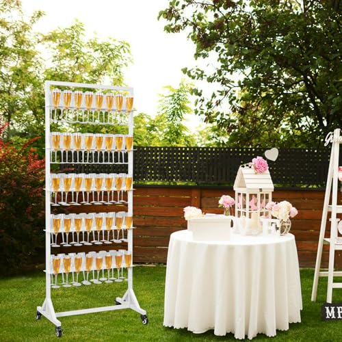 HUAGHEE Champagne Wall Holder for Party Holder Up to 80 Cups, 5 Layer Movable Champagne Flute Holder Display, Metal Champagne Wall Stand, Drink Wall for Wedding, Bar Decor - Image 3