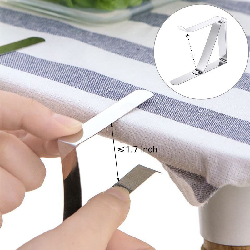 T-Antrix 12 Pack Tablecloth Clips- Picnic Table Cloth Clips- Stainless Steel Table Cloth Cover Clamps- Table Clips for Restaurant Picnics Marquees Weddings Graduation Party- Fits Up to 1.7  Thick Tables - Image 3