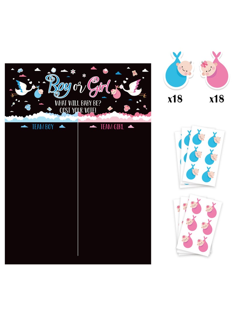 لوحة الكشف عن جنس الطفل مع مجموعة ملصقات ألعاب ملصقات لحفلات استقبال المولود الجديد - Image 1