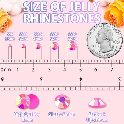 TINKRSTUFF 5000Pcs 4mm Resin Jelly Rhinestones with 1Pcs 10ml B7000 Jewelry Glue for Crafting, Hot Pink AB Flatback Gems, Bedazzling Crystal Bulk for DIY Crafts Clothing Tumblers Shoes Nail Art Fabric - Image 3