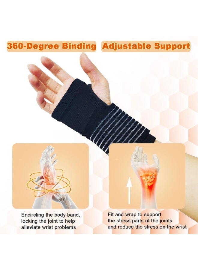 STL 2 Pack Wrist Brace, Compression Wrist Support Splint for Women Men, Adjustable Wrist Strap Compression Wraps Fit Right Left Hand for Fitness, Carpal Tunnel Arthritis, Tendonitis, Wrist Pain - Image 4