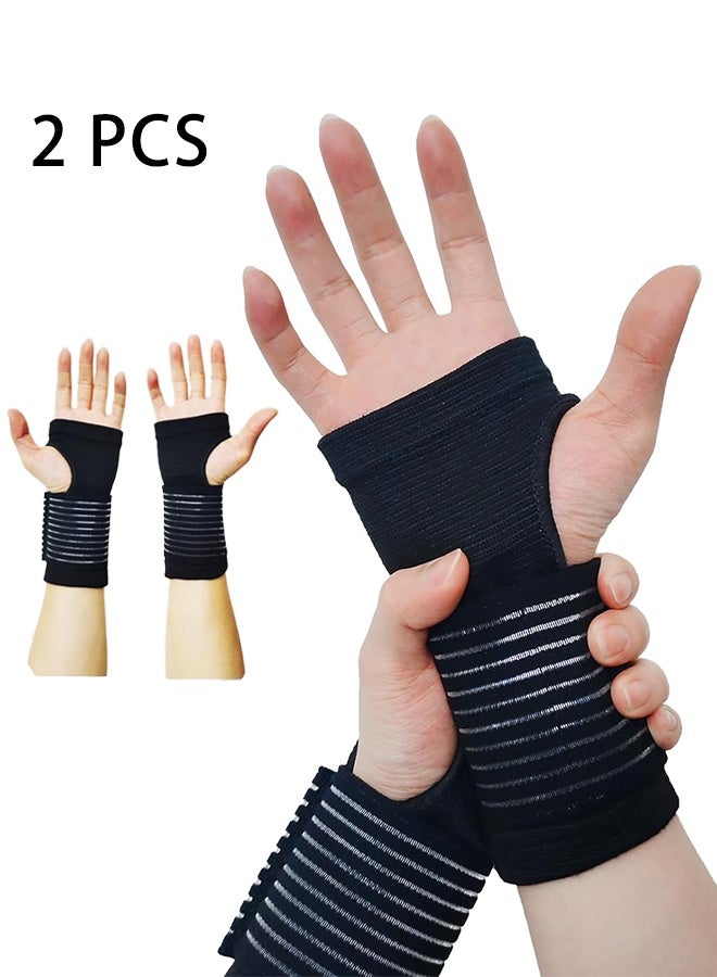 STL 2 Pack Wrist Brace, Compression Wrist Support Splint for Women Men, Adjustable Wrist Strap Compression Wraps Fit Right Left Hand for Fitness, Carpal Tunnel Arthritis, Tendonitis, Wrist Pain - Image 1