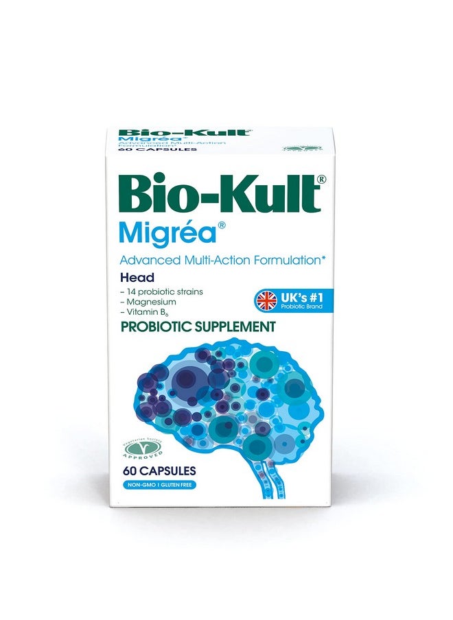 Bio-Kult Migréa Advanced Multistrain Probiotics With Magnesium Citrate Vitamin B6 60 Unflavored 60 Count  - Image 1
