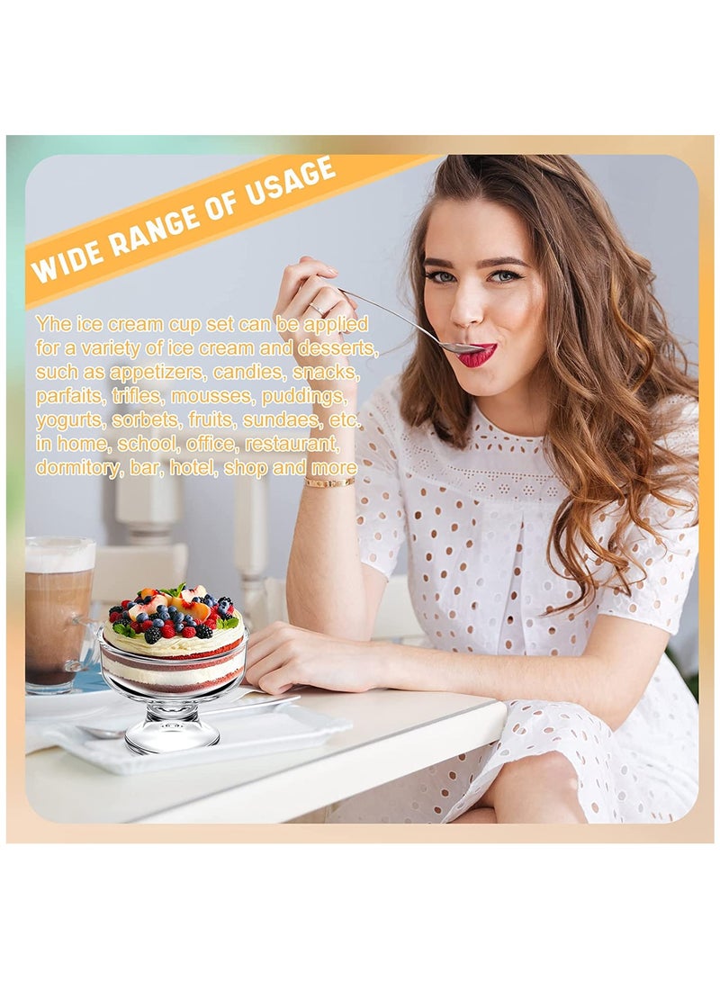 مجموعة من 4 أكواب حلوى زجاجية شفافة خالية من الرصاص - وعاء صغير مزخرف للآيس كريم والتريفle والبارفيه والسنداي والمكسرات - مثالية لتقديم بارفيه الفاكهة. - Image 4