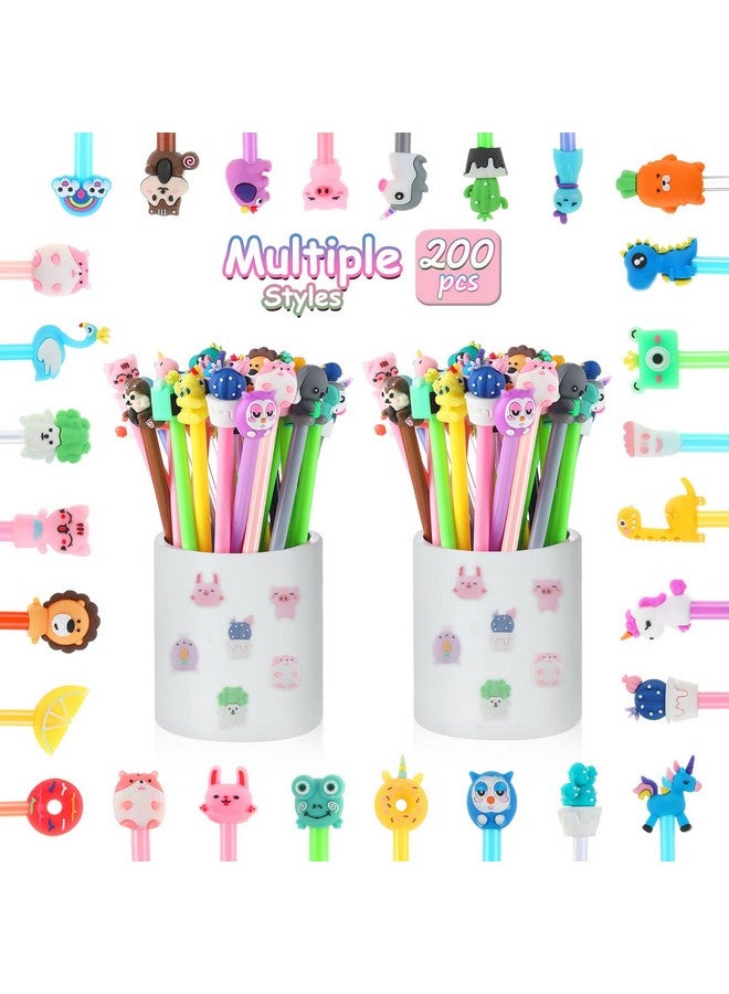 Marspark 200 Pieces Cute Cartoon Gel Ink Pens, Black Ink, Various Animal Series, Suitable For Kids, Office, School Supplies - Image 5