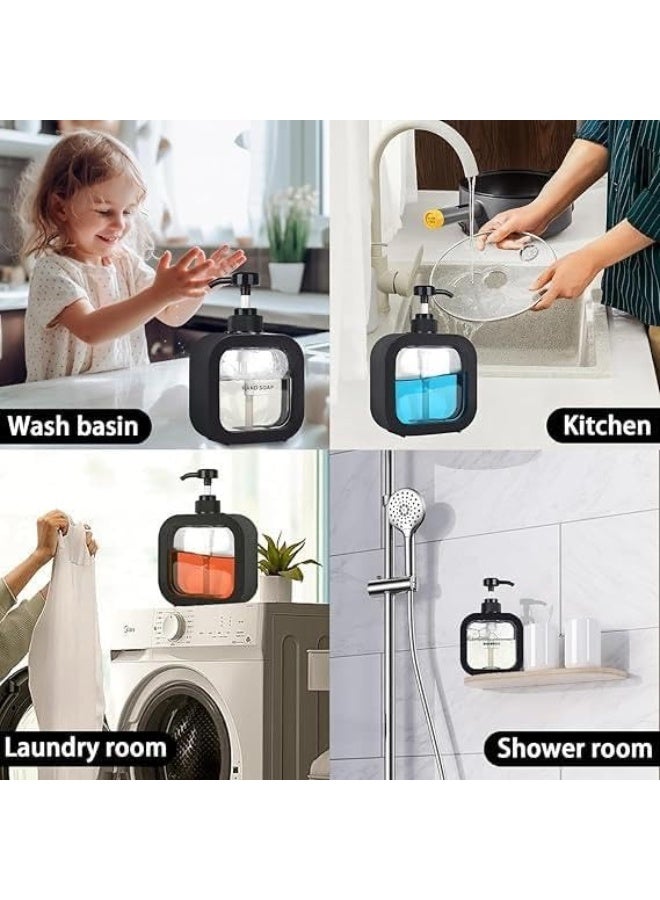 500ml Square Clear Soap Dispenser Bottle, Refillable Bathroom Soap Dispenser for Lotion, Shampoo and Shower Gel, Elegant Kitchen Decor (1Pcs, Black) - Image 3