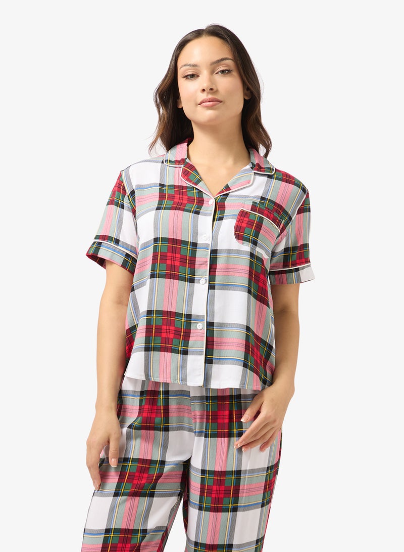 جينجر طقم قميص بيجامة كاروهات بأزرار - Image 3