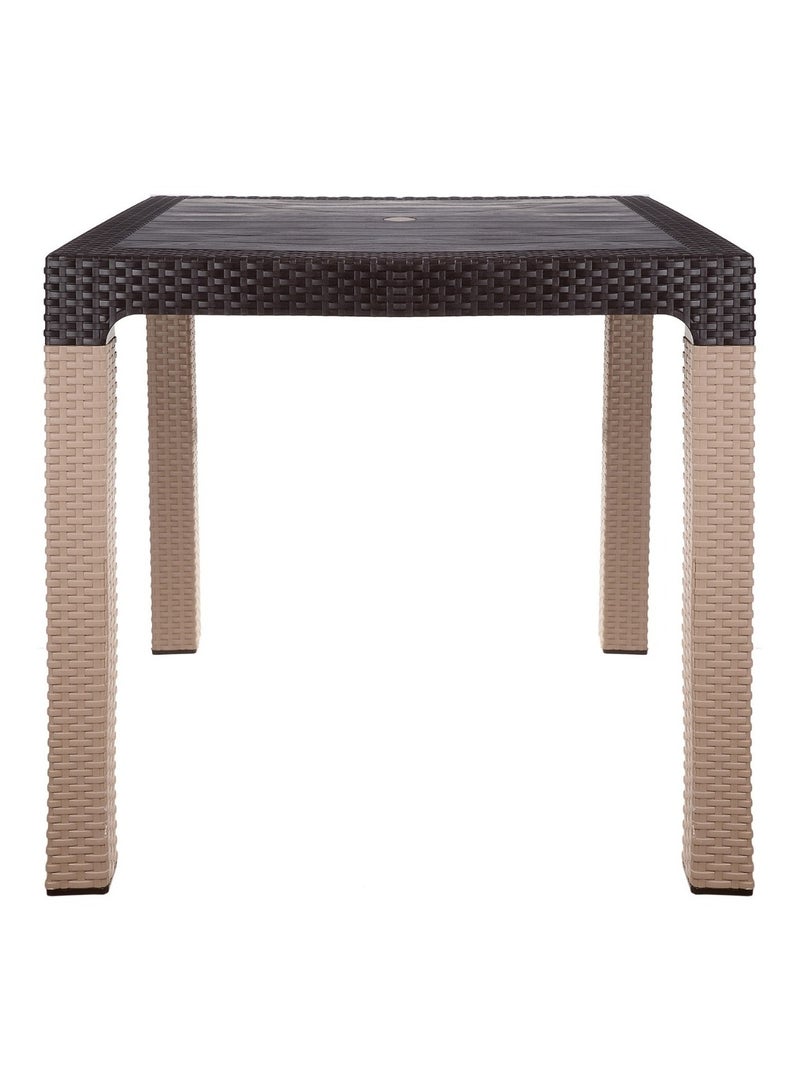 الهلال والنجمة الفضية  طاولة بلاستيكية أنيقة من الروطان باللون الأسود - 80×80 سم، مثالية للمنزل أو الفناء.