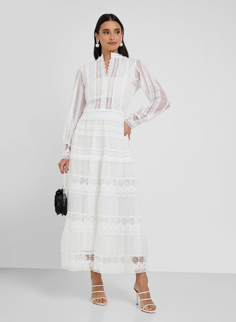 Khizana Top & Skirt Set With Lace Trims  - Image 1