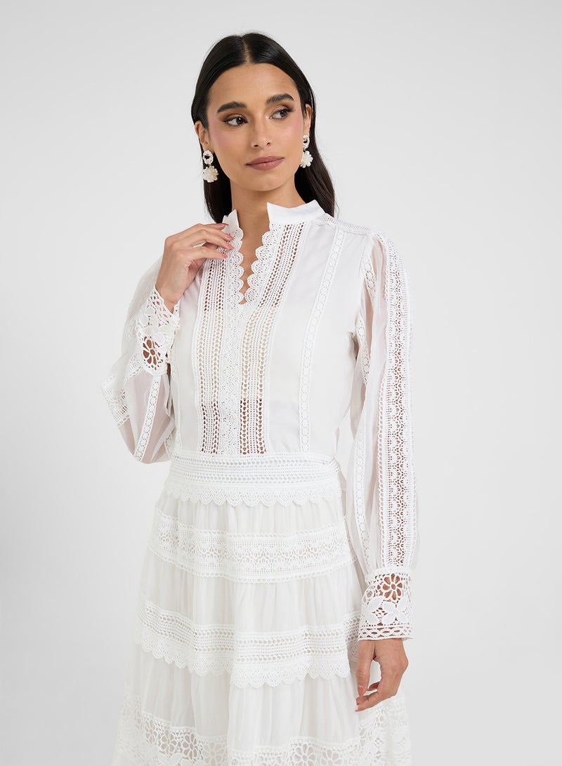 Khizana Top & Skirt Set With Lace Trims  - Image 3